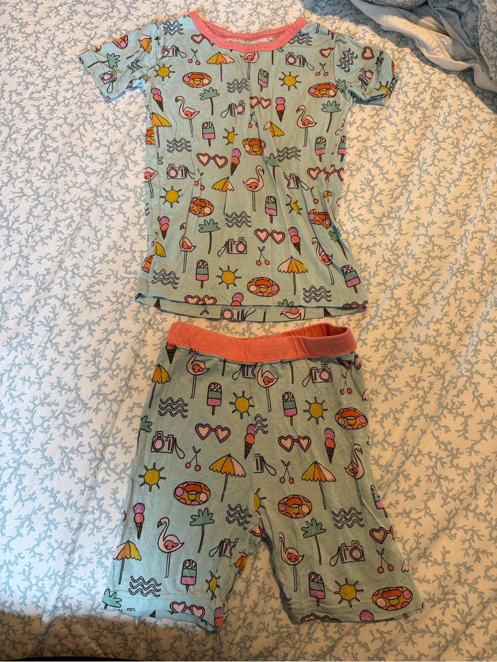 Little Sleepies Mint and Coral Summer Print Pajama Set